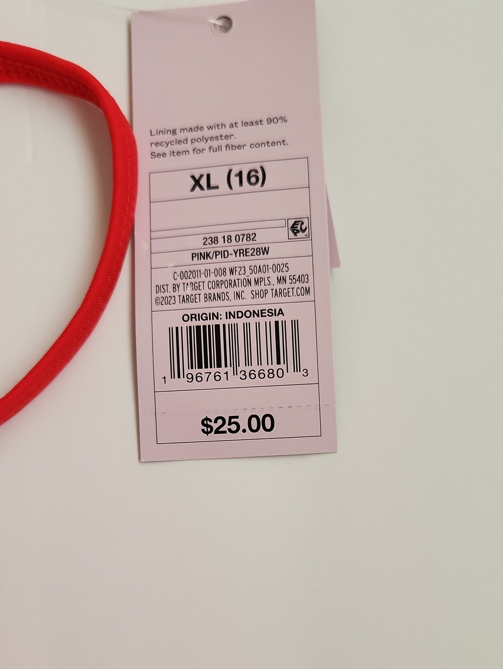 NWT Wild Fable One-Piece Swimsuit Pink with Red Trim XL - Picture 3 of 4